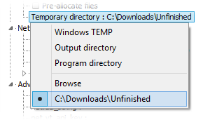 Custom temporary directory